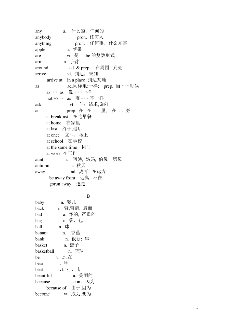 全国英语等级考试一级词汇表_第2页
