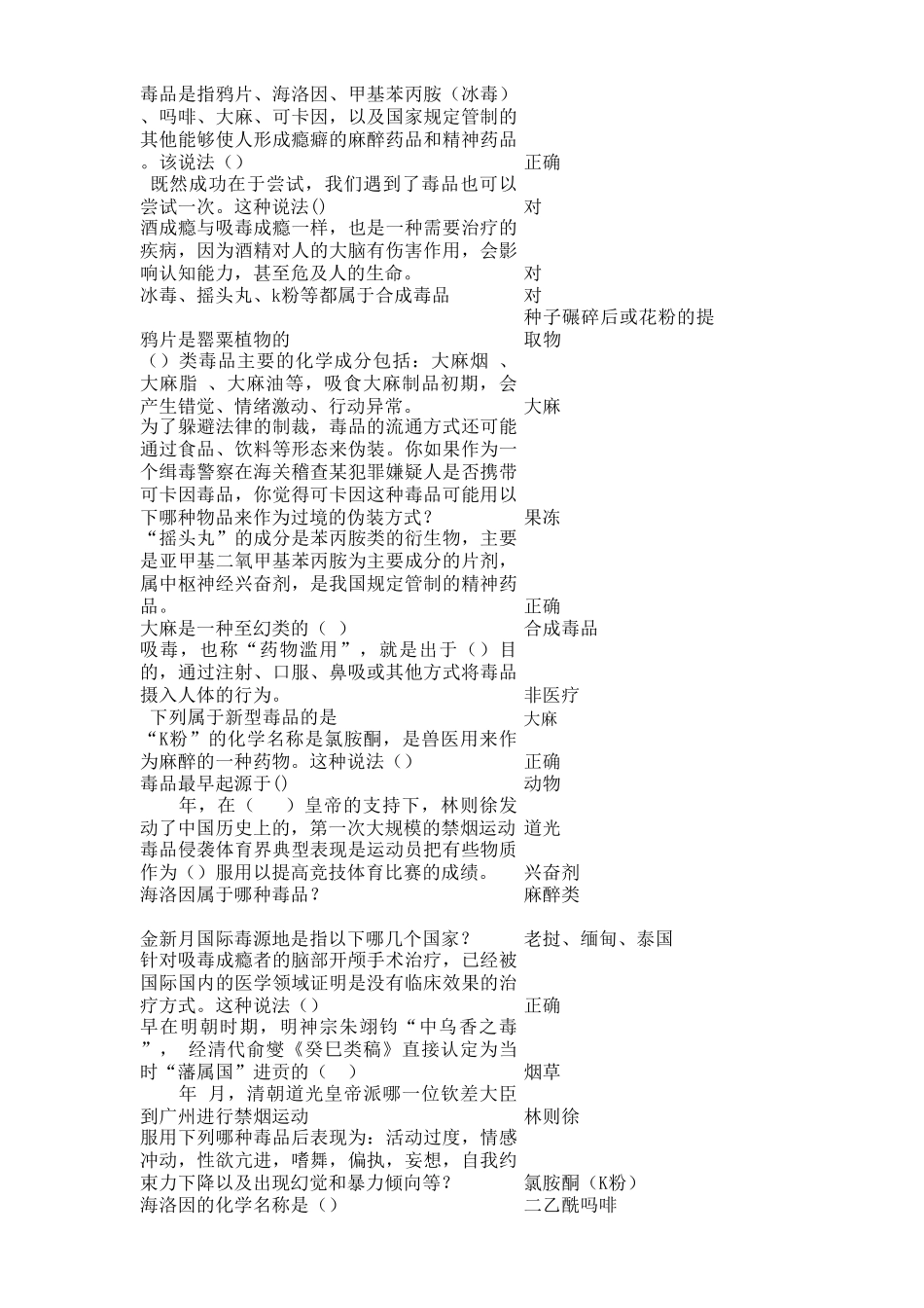 全国青少年禁毒知识竞赛复习题_第2页