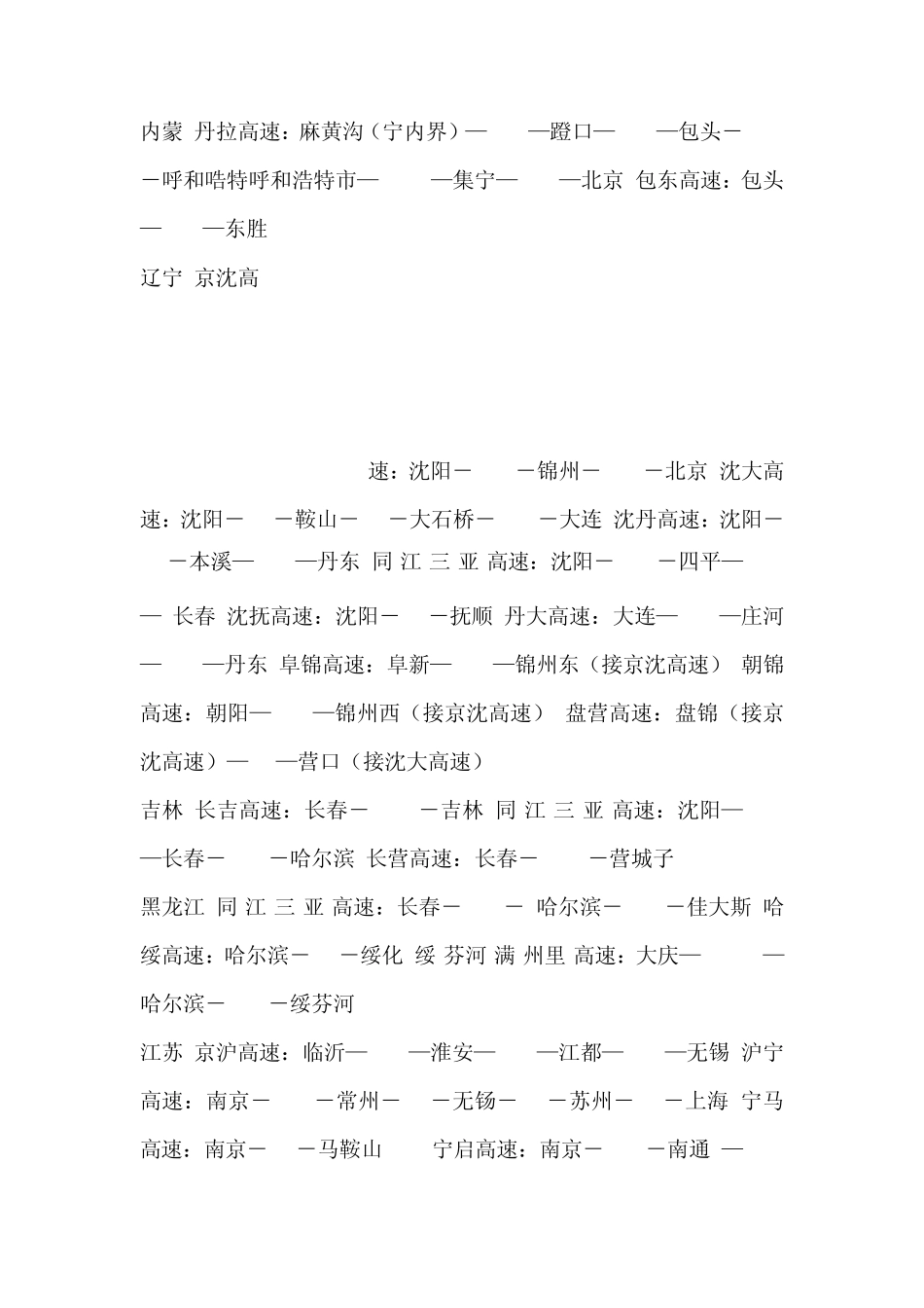 全国高速公路里程及途经城市一览表_第3页