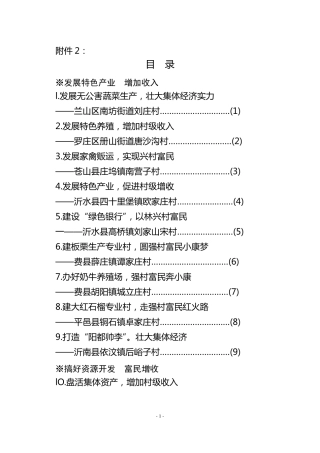 全市发展村集体经济典型实例资料汇编