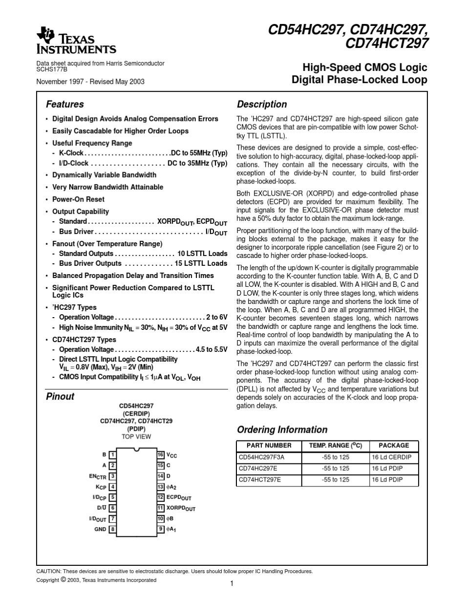 全数字锁相环芯片74HC297芯片手册_第1页