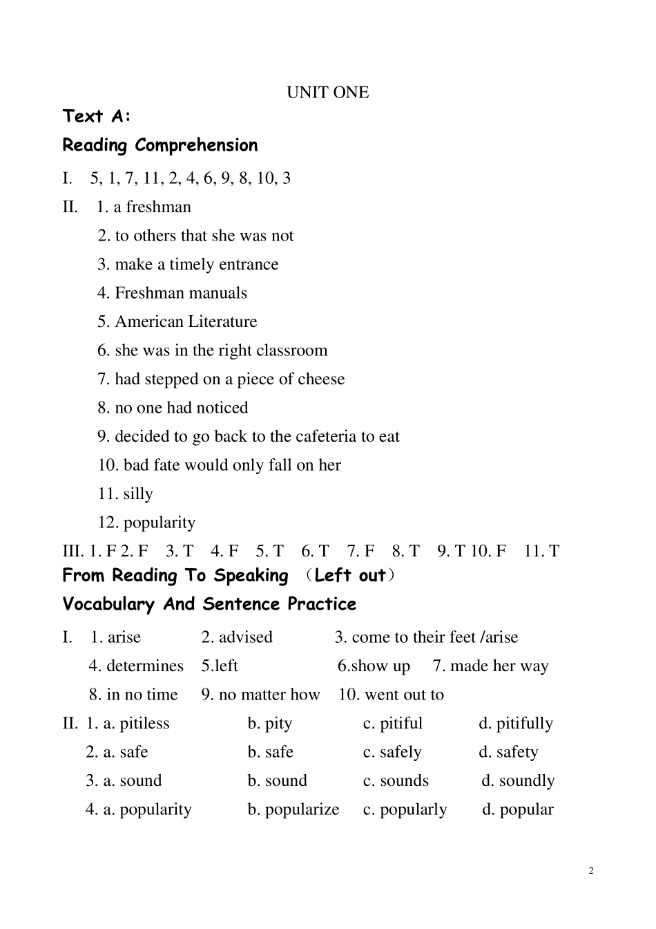 全新版大学英语第二版预备级综合教程课后答案_第2页
