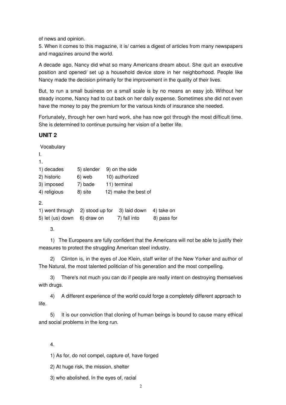 全新版大学英语综合教程3(第二版)课后练习答案_第2页