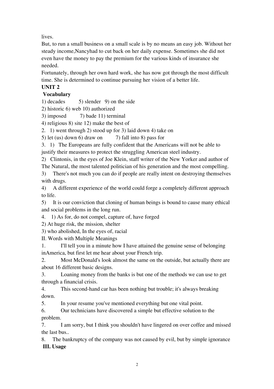 全新版大学英语综合教程3课后练习答案_第2页