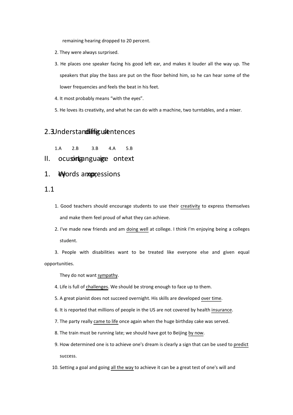 全新版大学进阶英语综合教程第一单元ThepursuitofDreams课后题答案_第3页