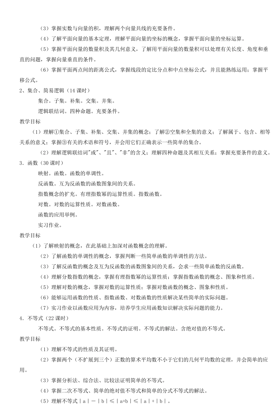 全日制普通高级中学数学教学大纲_第2页