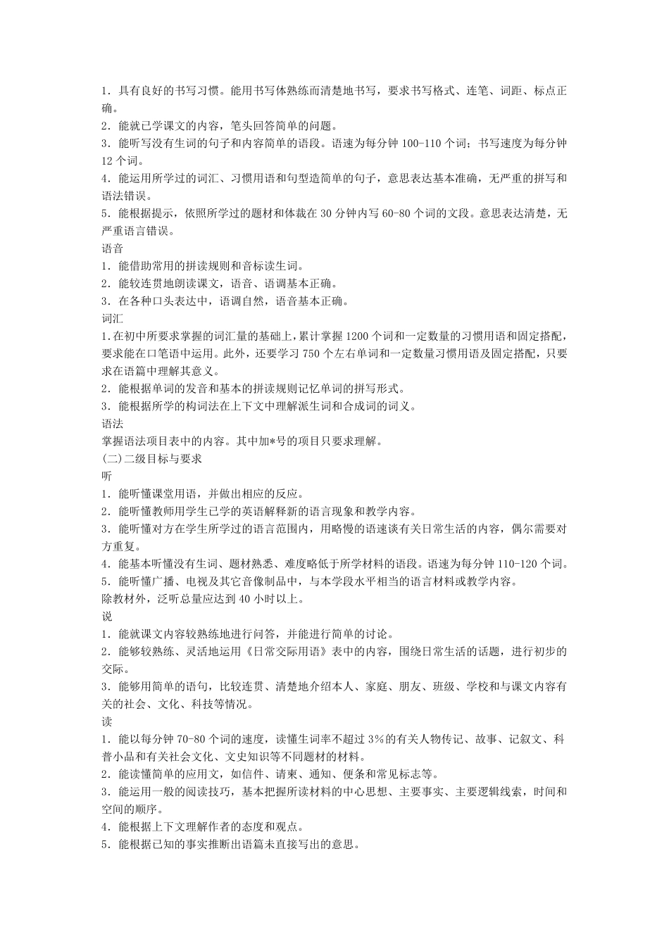 全日制高级中学英语教学大纲_第2页