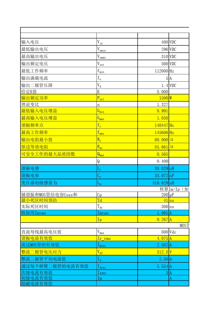 全桥LLC计算表格excel_第1页