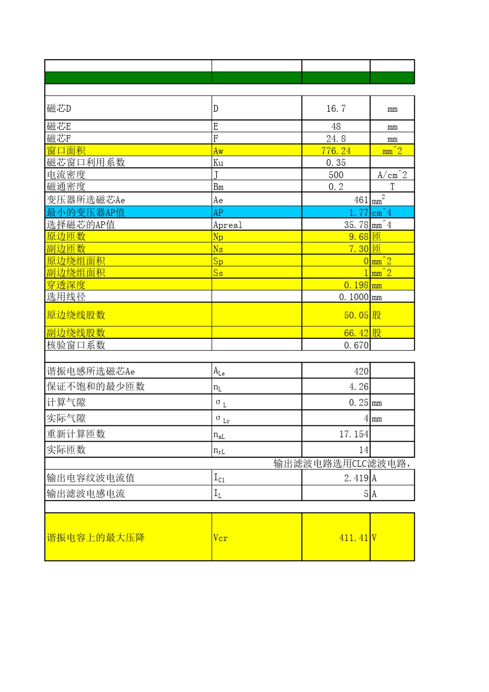 全桥LLC计算表格excel_第2页