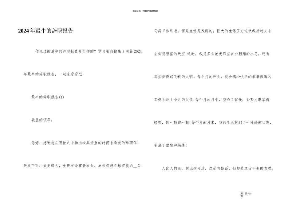 2024年最牛的辞职报告_第1页