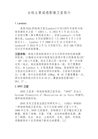 全球主要遥感影像卫星简介