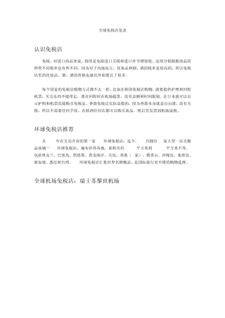 全球免税店览表