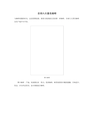 全球六大著名咖啡