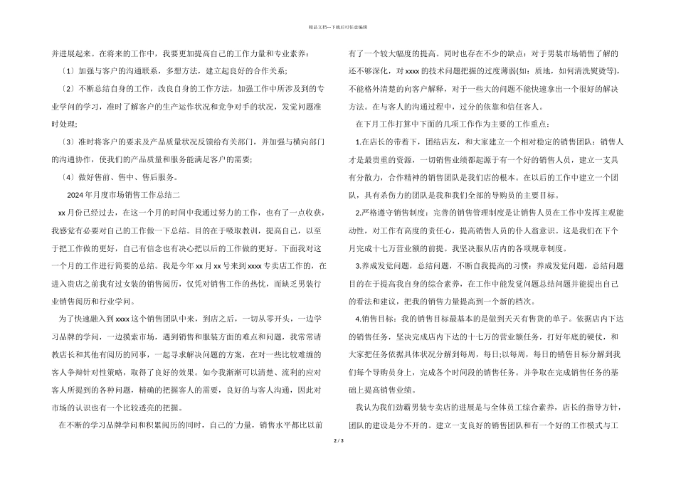 2024年月度市场销售工作总结_第2页