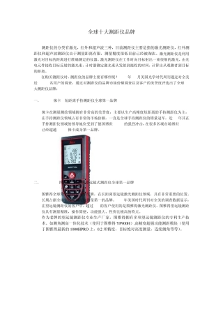 全球十大测距仪品牌