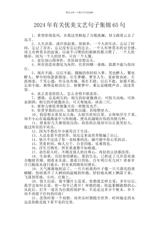 2024年有关优美文艺句子集锦65句