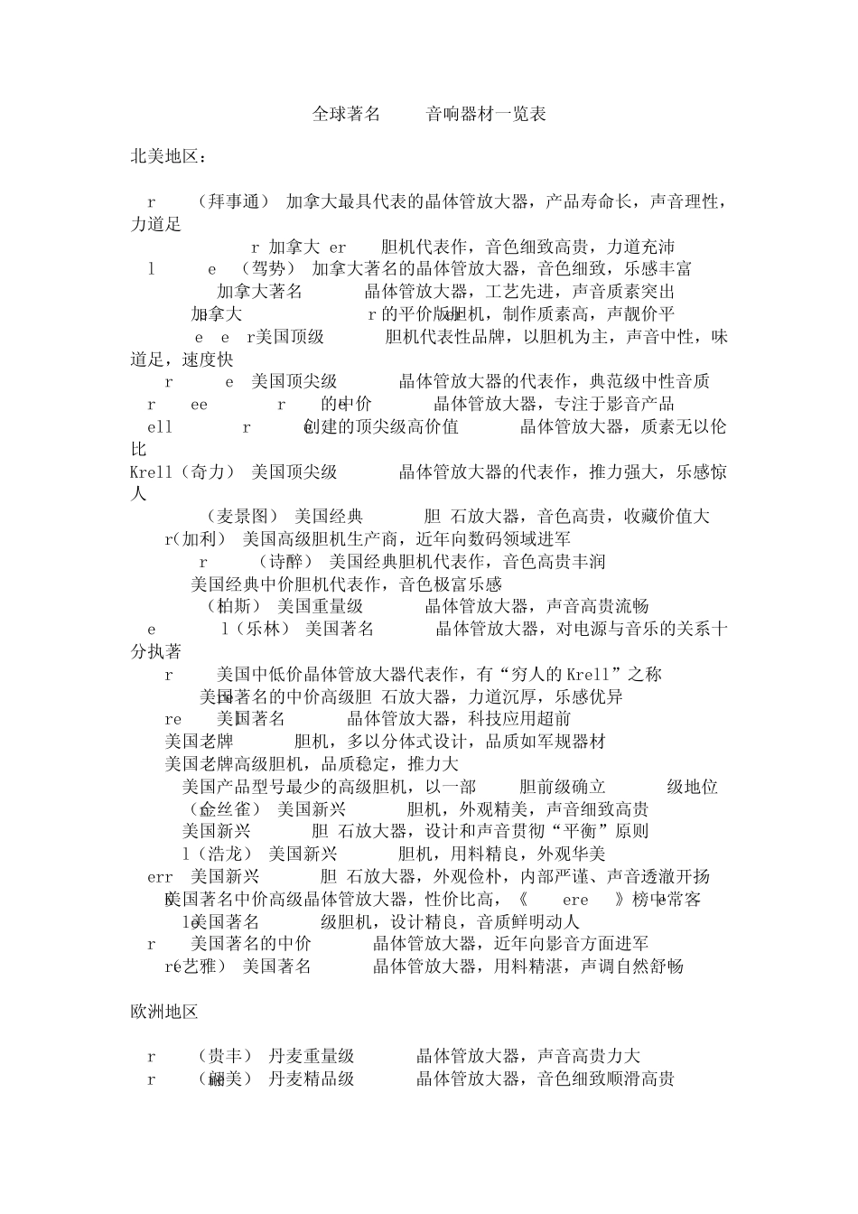 全球著名HIFI音响器材_第1页