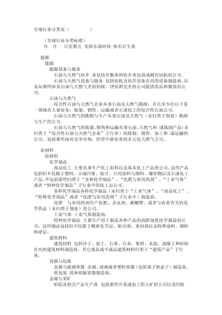 全球行业分类表(2004.4.30)