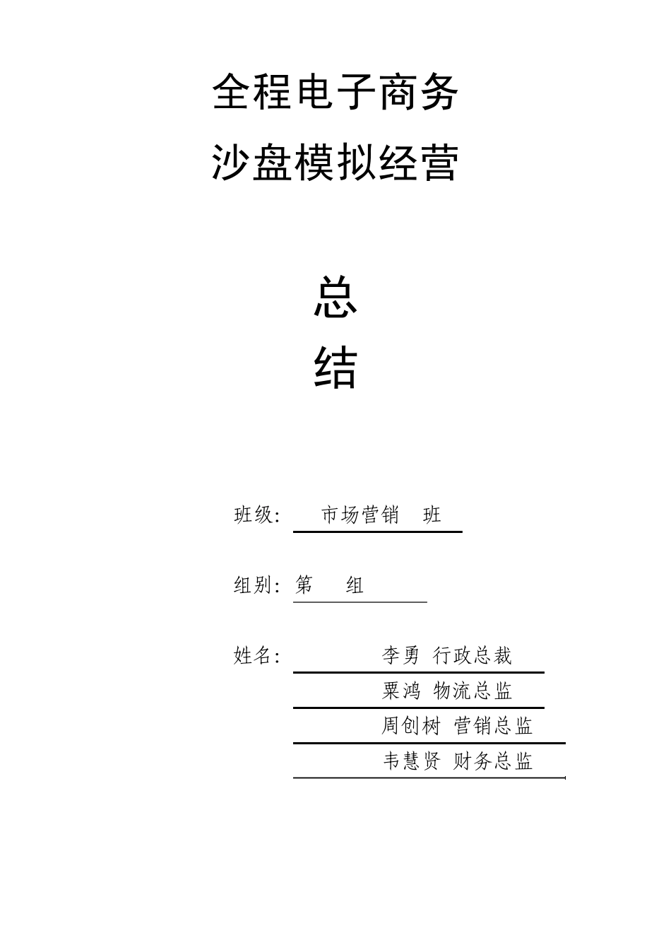 全程电子商务沙盘模拟经营总结_第1页
