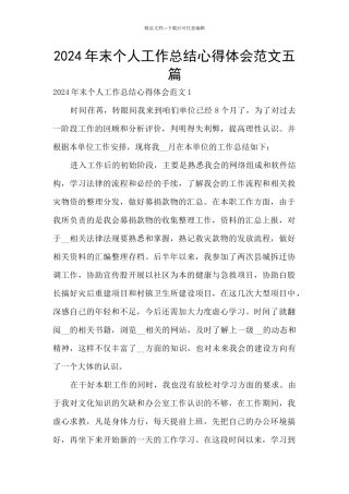 2024年末个人工作总结心得体会范文五篇