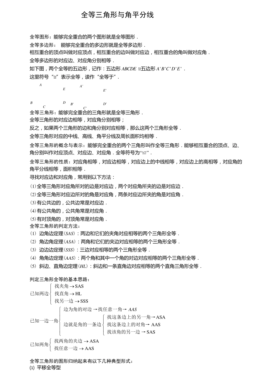 全等三角形几种类型总结_第1页