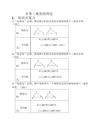 全等三角形的判定常考典型例题及练习