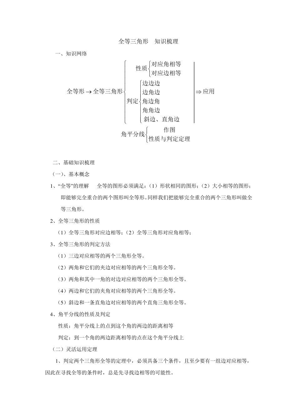 全等三角形知识梳理_第1页