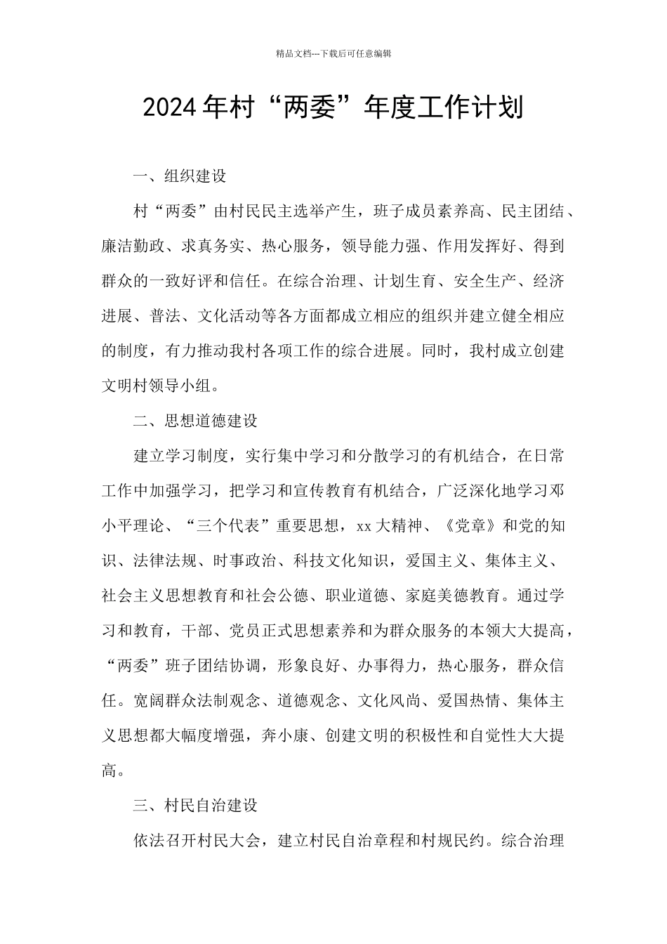 2024年村“两委”年度工作计划_第1页