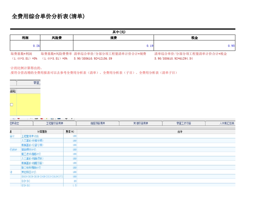 全费用综合单价分析表(清单)_第3页