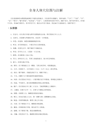 全身人体穴位图与注解