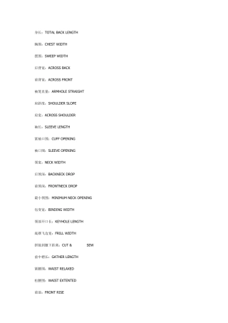 全部,外贸服装英语