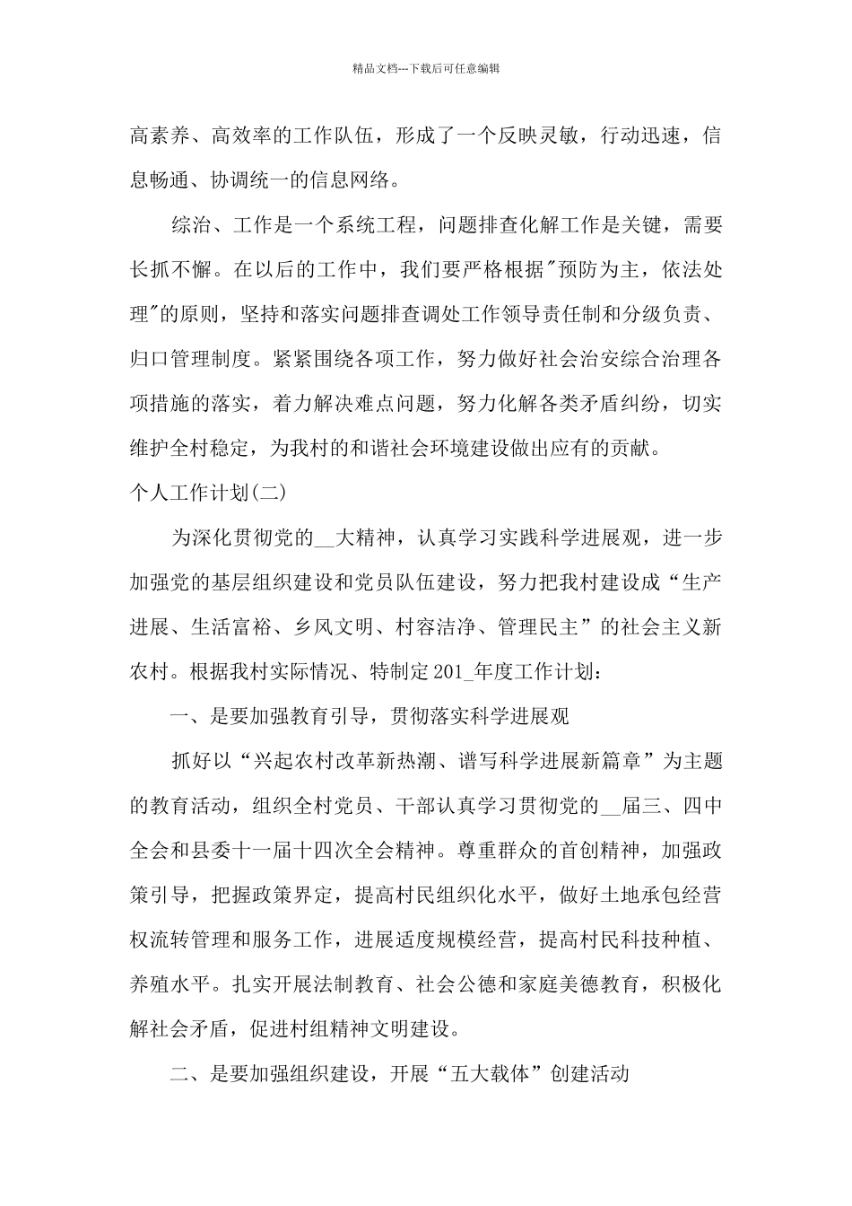 2024年村干部个人工作计划范文大全_第3页