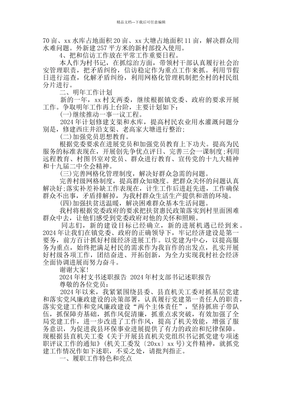 2024年村支书述职报告_第2页