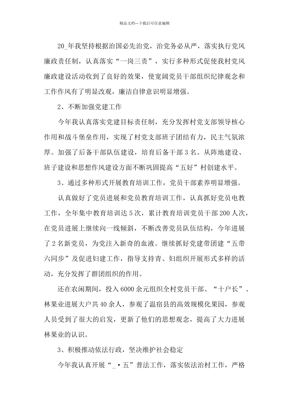 2024年村支部书记工作总结_第3页