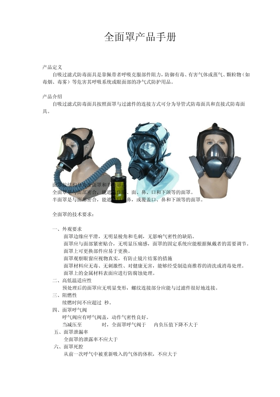 全面罩产品手册09012010_第1页