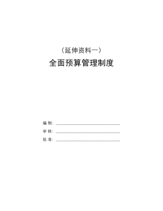 全面预算管理制度和表格(核心)