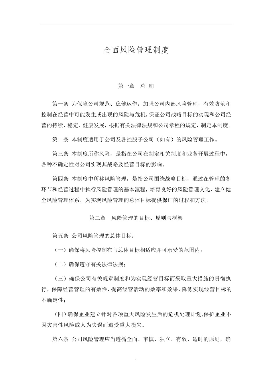 全面风险管理制度_第1页