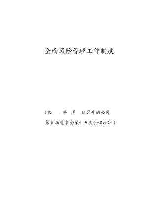 全面风险管理工作制度