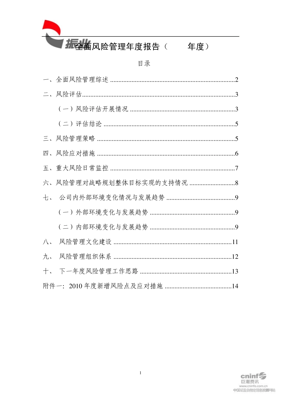 全面风险管理报告参考文本_第1页