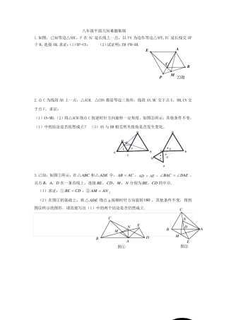 八上平面几何难题集锦