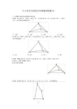 八上有关几何综合压轴题训练题