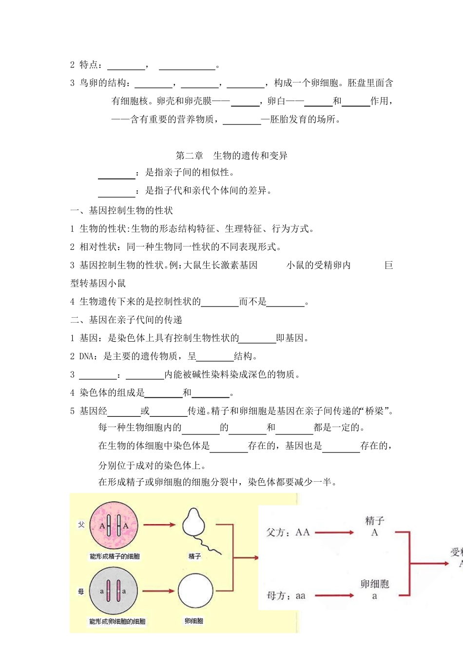 八下人教版生物知识点总结填空_第2页