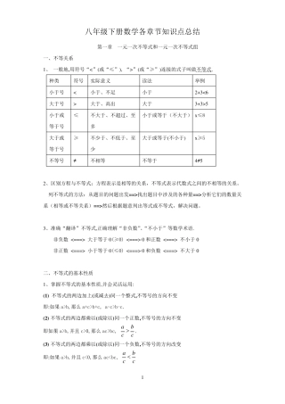 八下数学各章节知识点总结