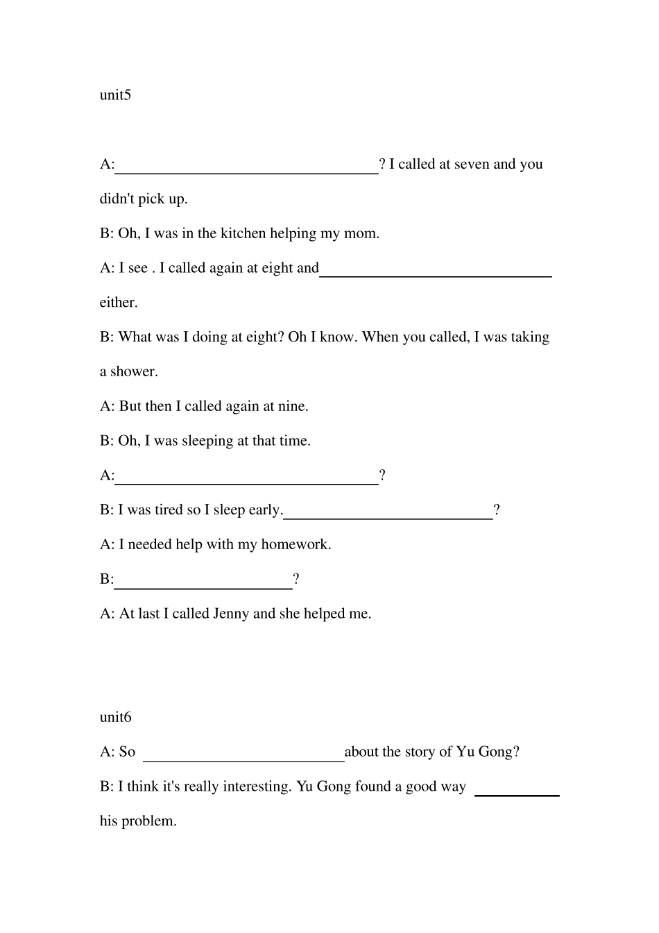 八下英语补全对话(6篇,含答案)_第1页