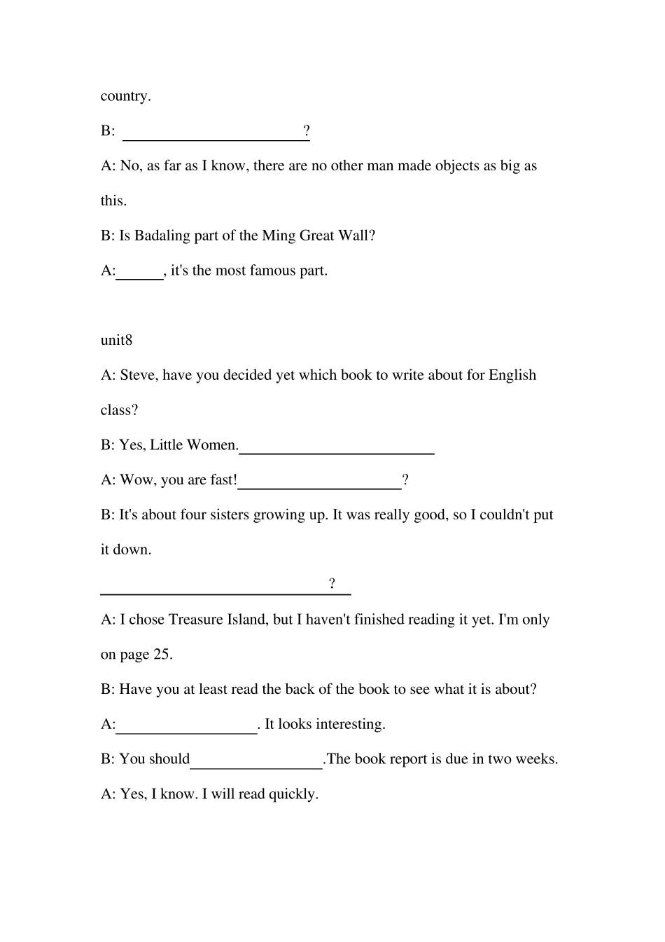 八下英语补全对话(6篇,含答案)_第3页