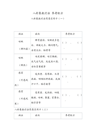 八卦象数疗法参考配方
