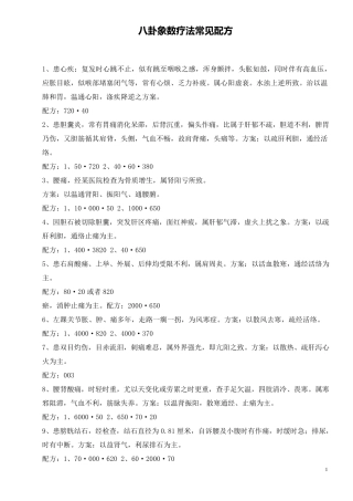 八卦象数疗法常见配方