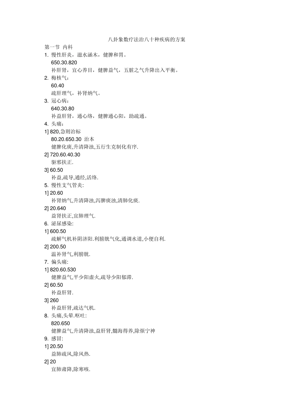 八卦象数疗法治八十种疾病的方案汇总_第1页
