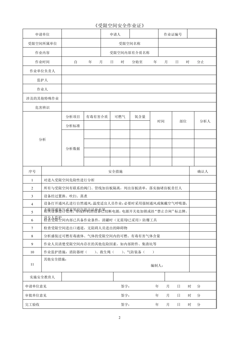 八大危险作业票(GB308712014)_第2页