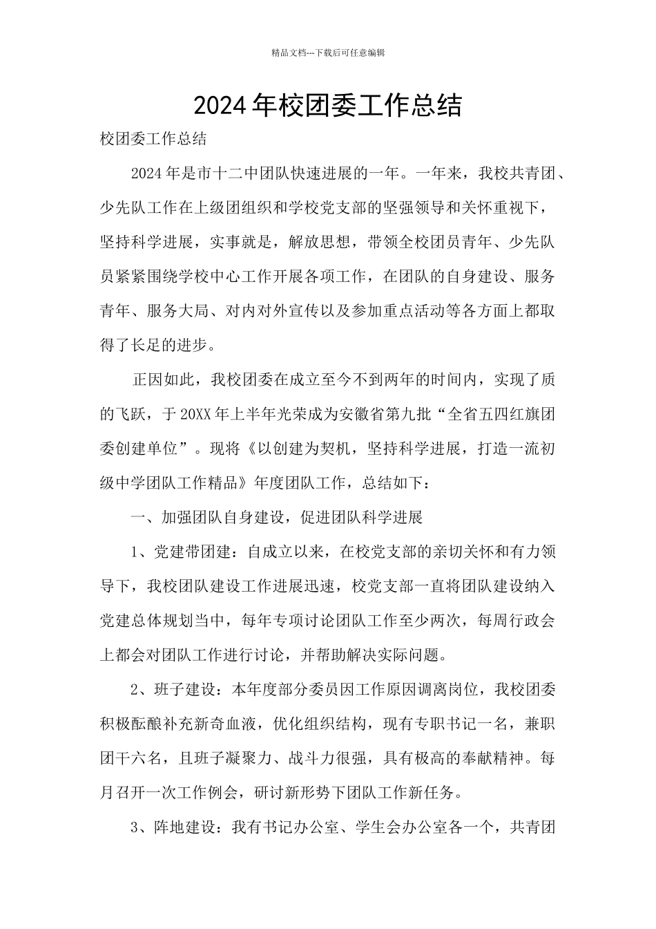 2024年校团委工作总结_第1页